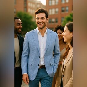Tommy Hilfiger Sky Blue Checkered Blazer